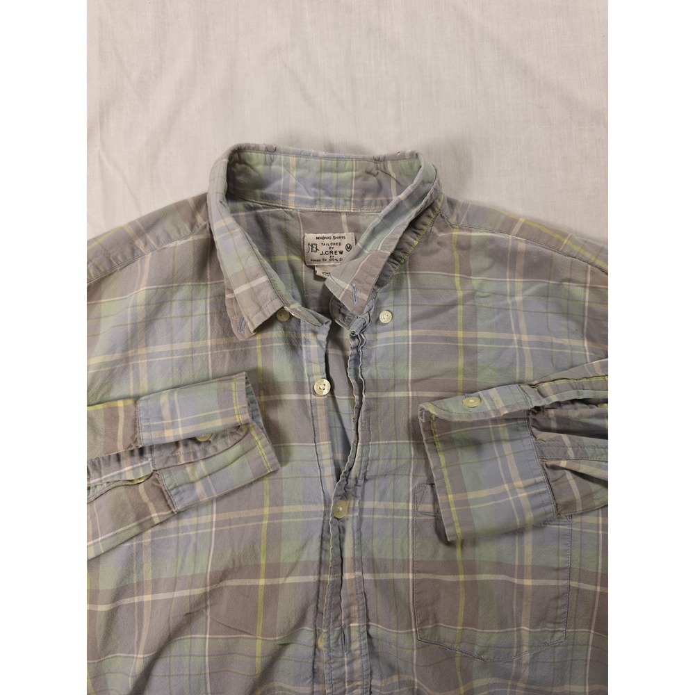 J.Crew Mens Medium Plaid Madras Button Down Cotton Shirt Multicolor 40734